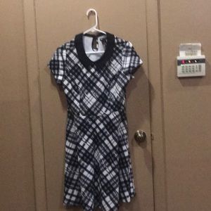 striped black and white dress